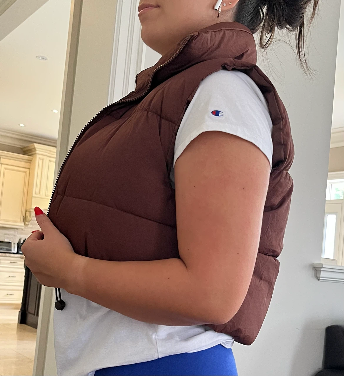 Brown Cropped Puffer Vest - photo 3