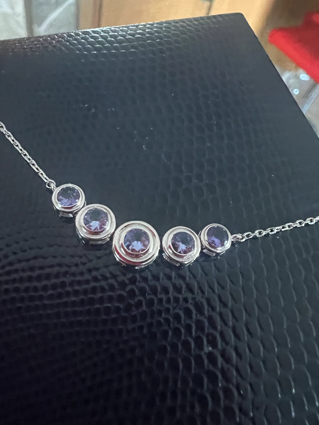 14K White Gold Natural Tanzanite Necklace