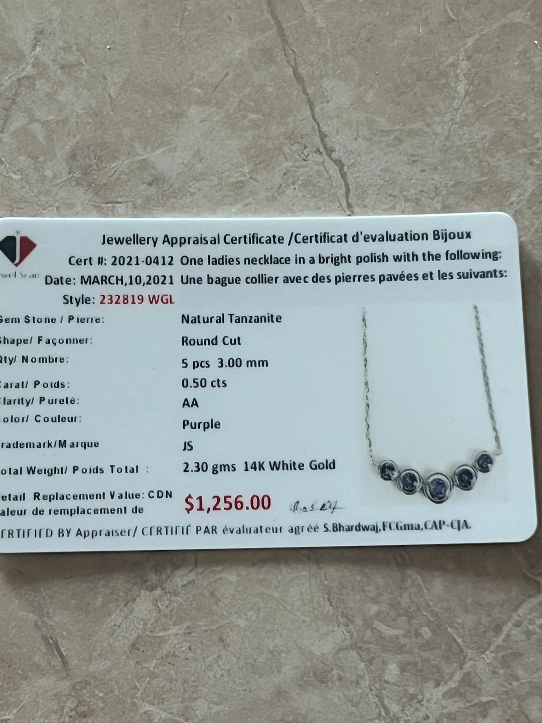 14K White Gold Natural Tanzanite Necklace - photo 5