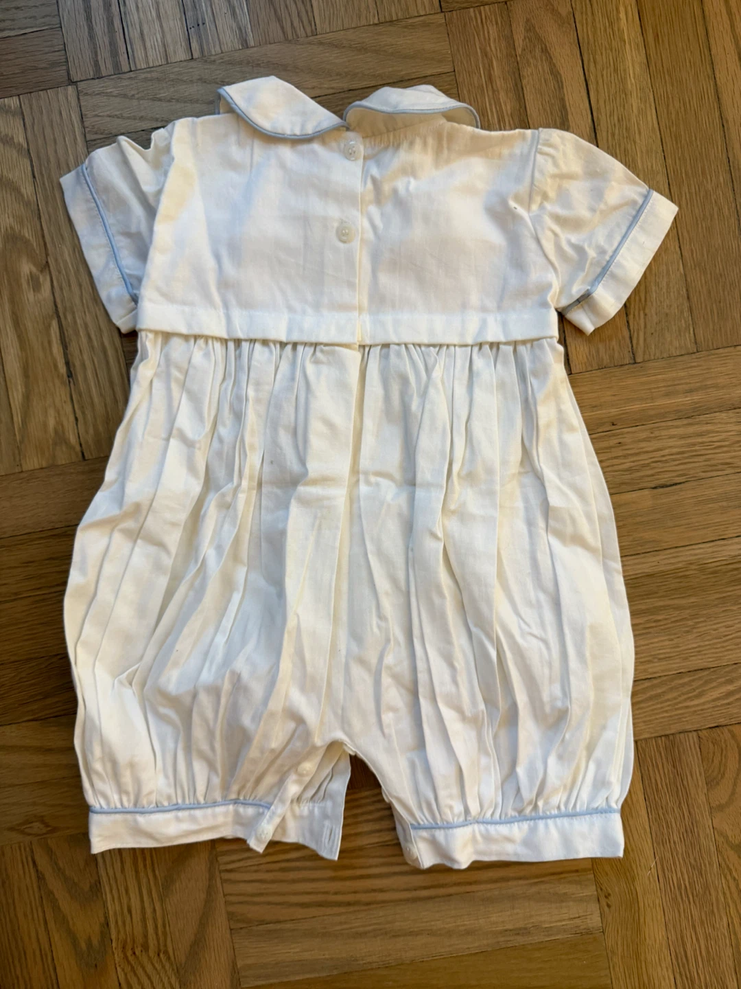Brand New White Smocked Romper with Sailboats - Size 12 Months - photo 2