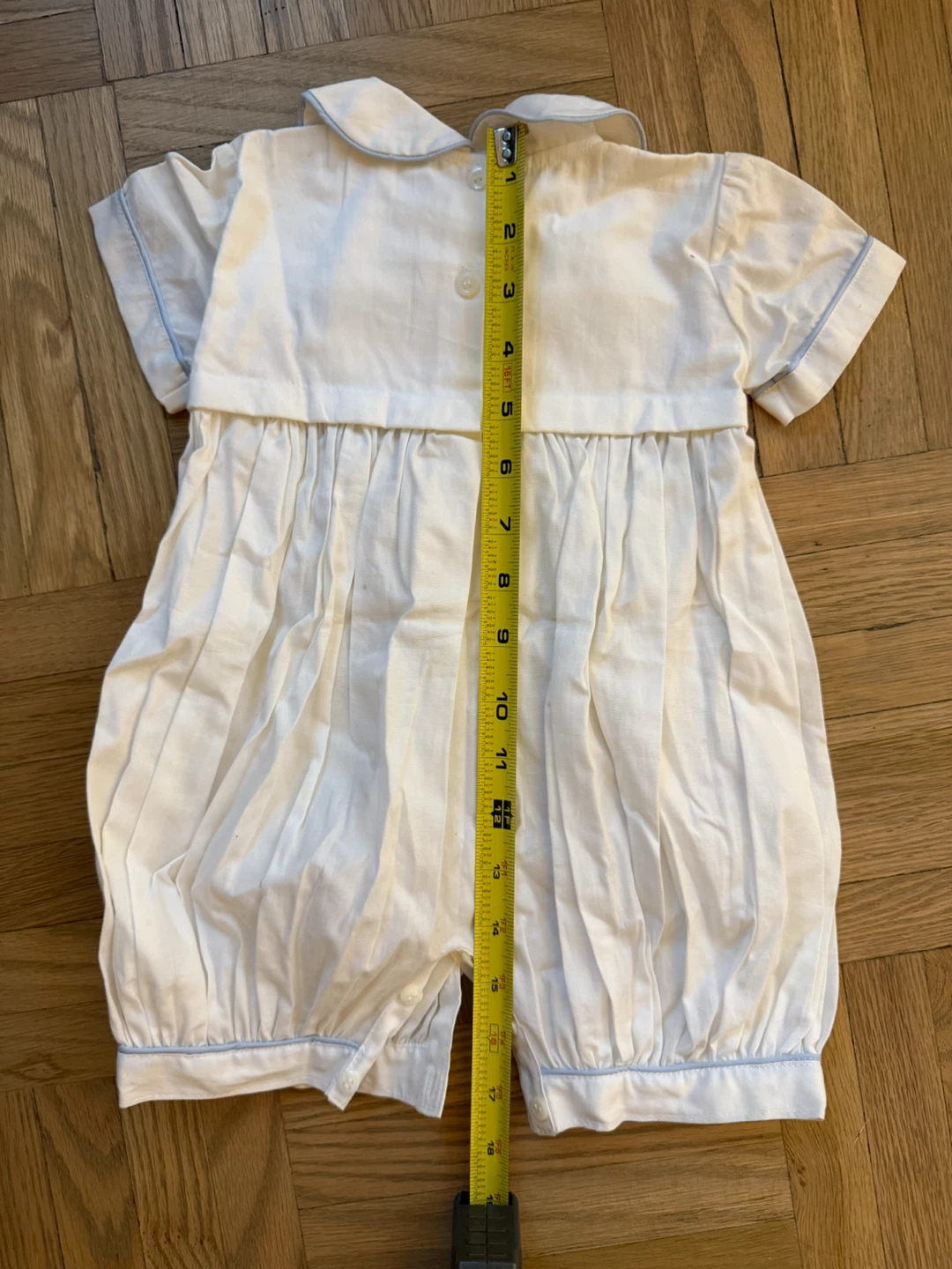 Brand New White Smocked Romper with Sailboats - Size 12 Months - photo 3