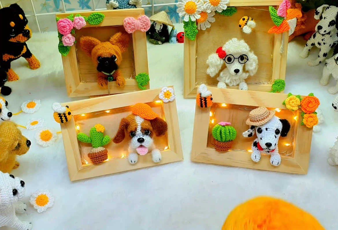 Crocheted Dog Picture Frame