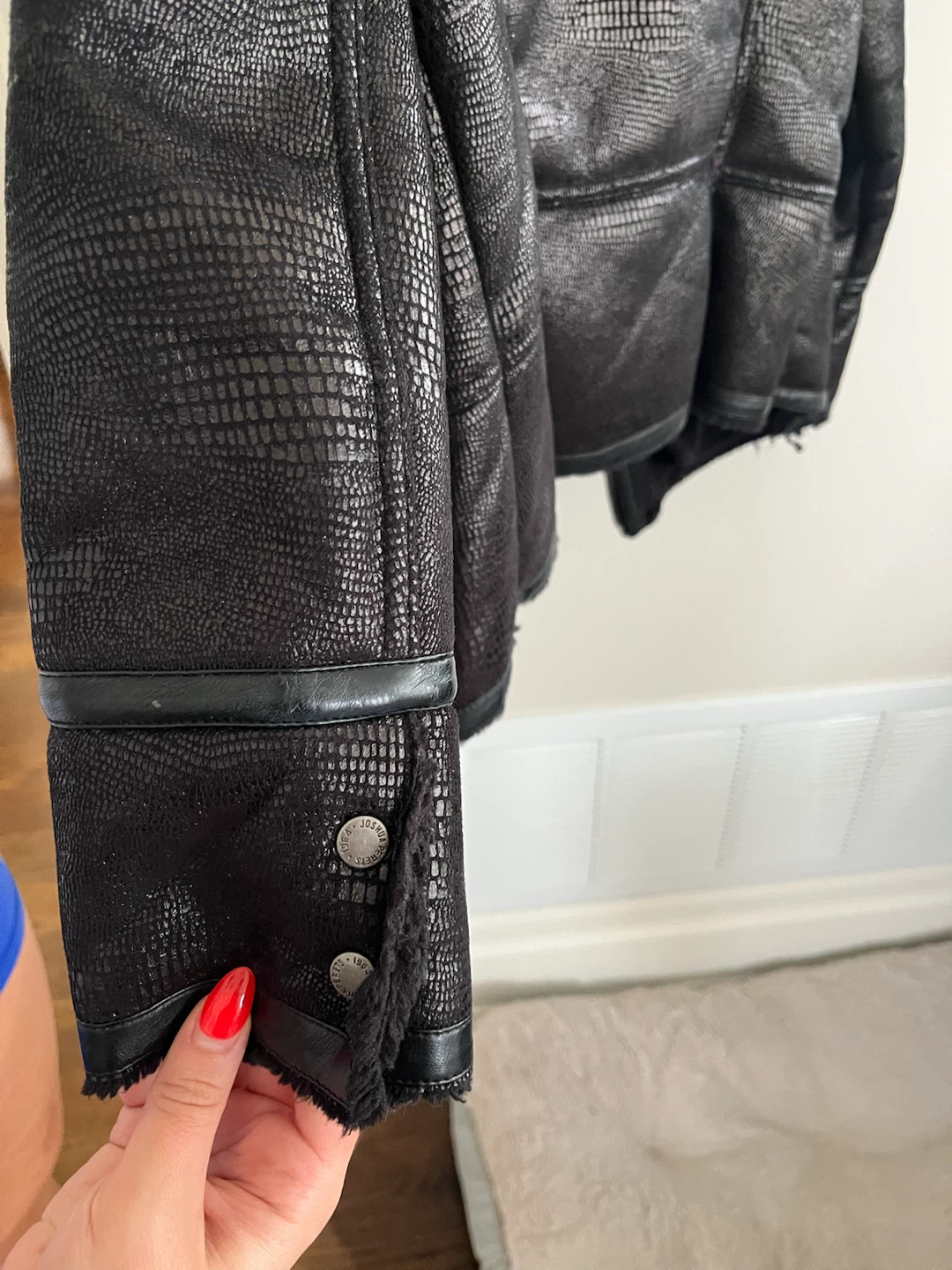 Joshua Perets Black Faux Snake Skin Moto Jacket - photo 2