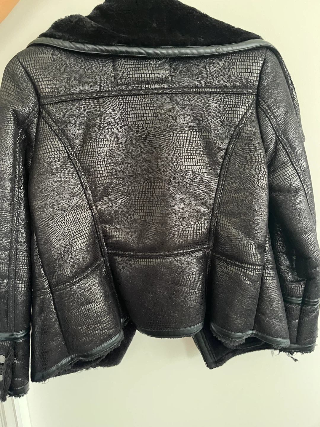 Joshua Perets Black Faux Snake Skin Moto Jacket - photo 3