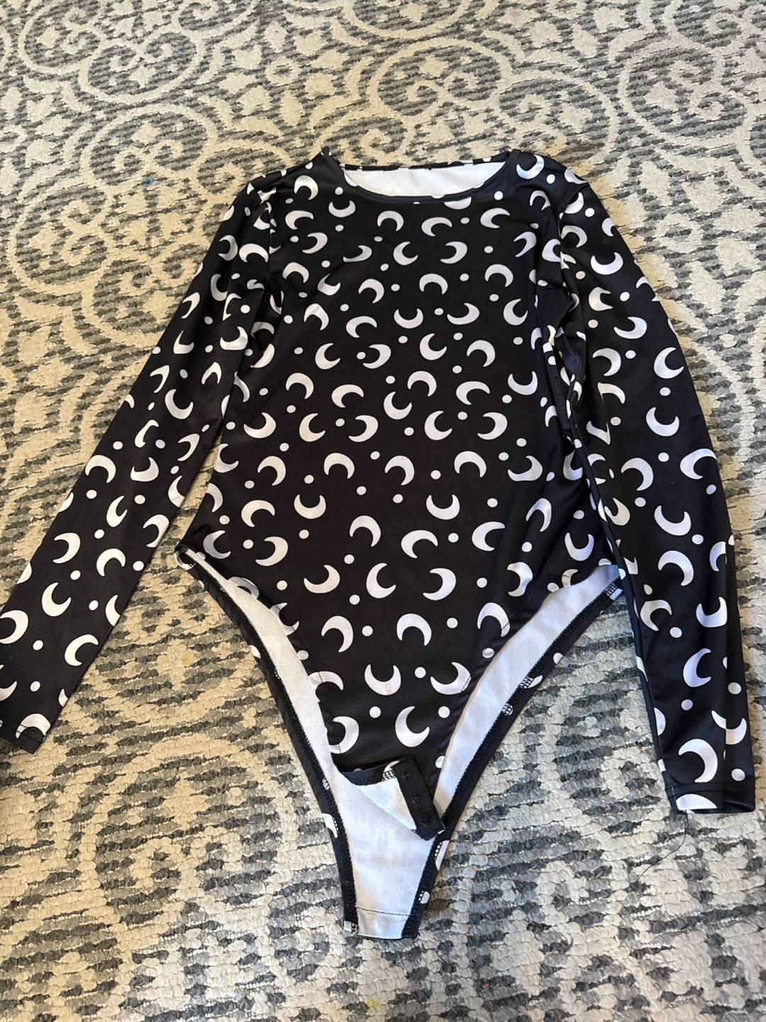 Small Long Sleeve Crescent Moon Print Bodysuit