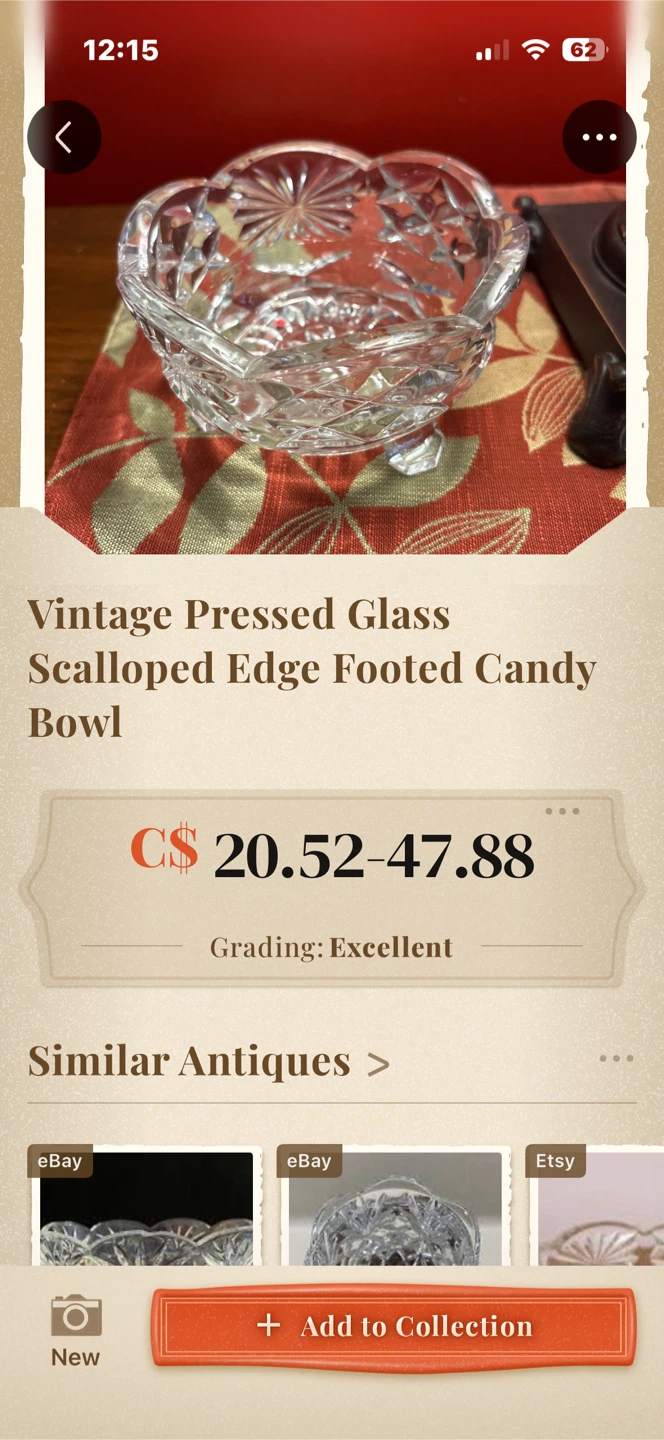 Vintage Pressed Glass Scalloped Edge Footed Candy Bowl - photo 2