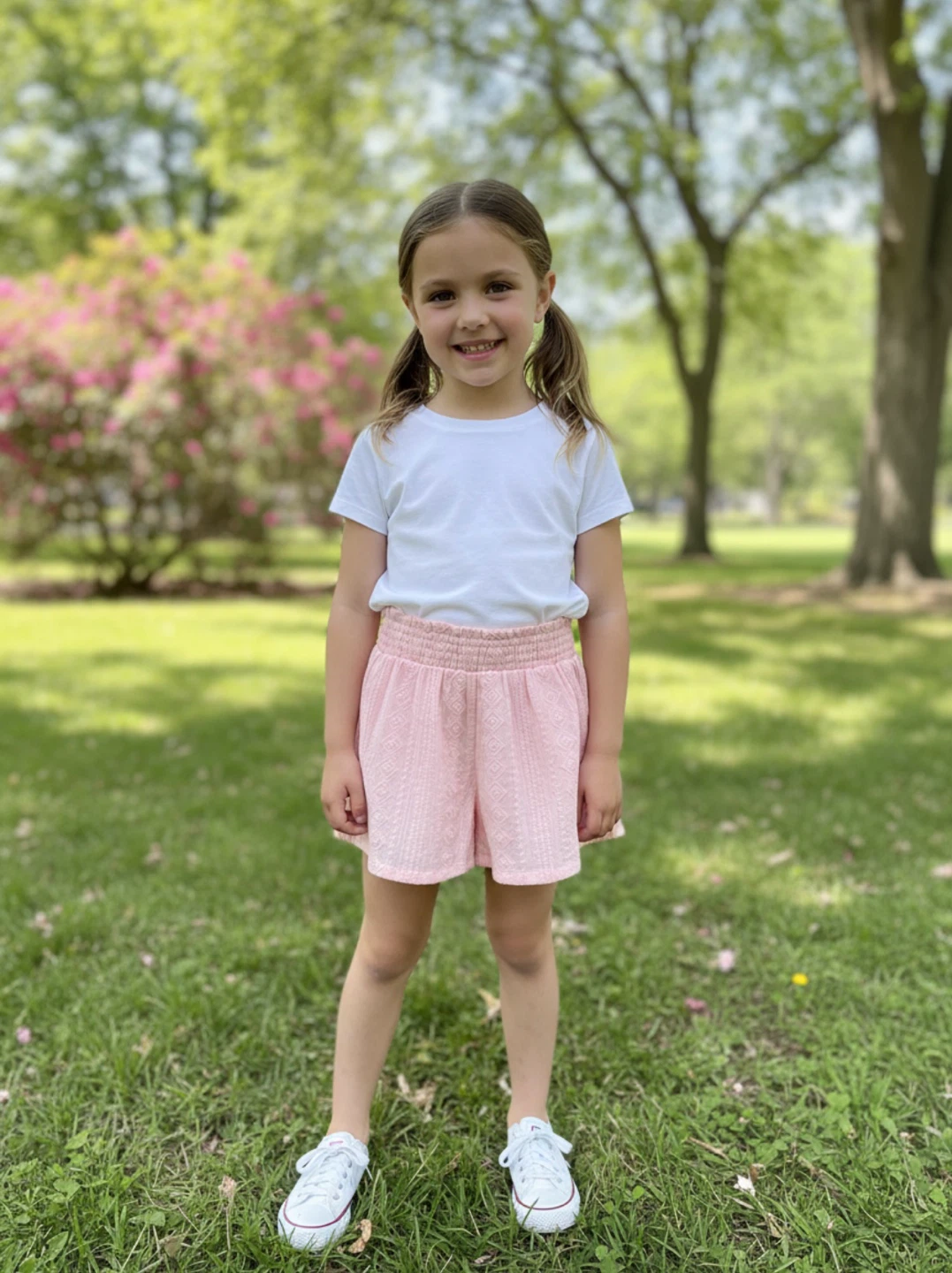 Pink Embroidered Shorts kids 7