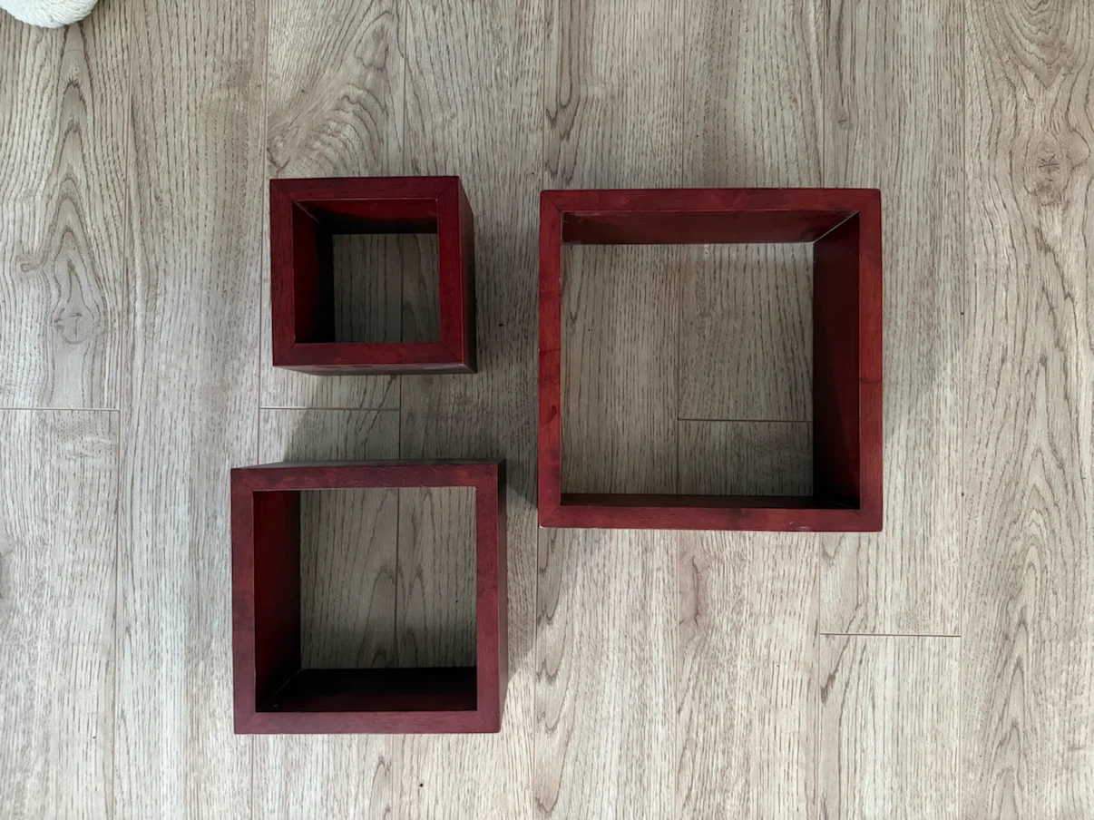 Set of 3 Wooden Cube Shelves - photo 2