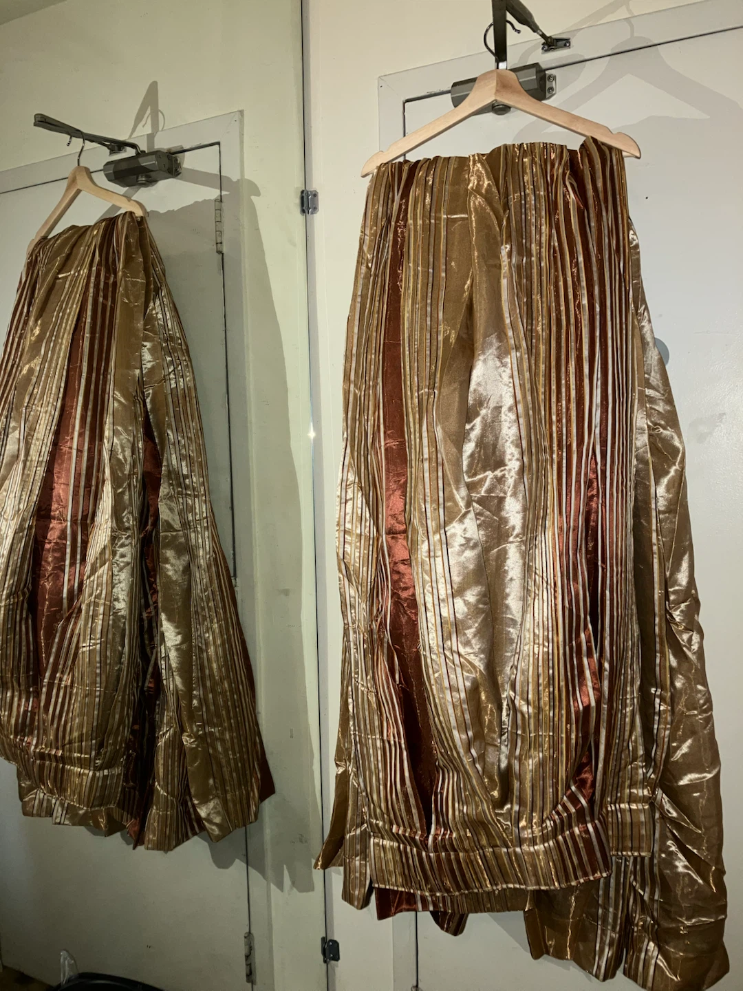 New-Set of 2 Gold and Bronze Striped Metallic Curtain-93”x68”