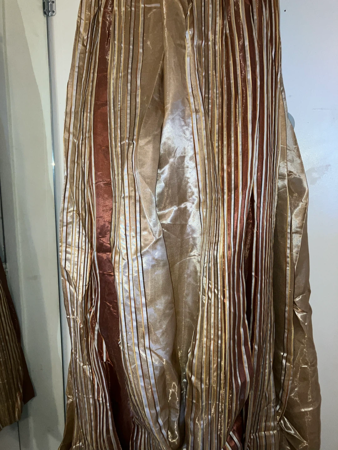 New-Set of 2 Gold and Bronze Striped Metallic Curtain-93”x68” - photo 2