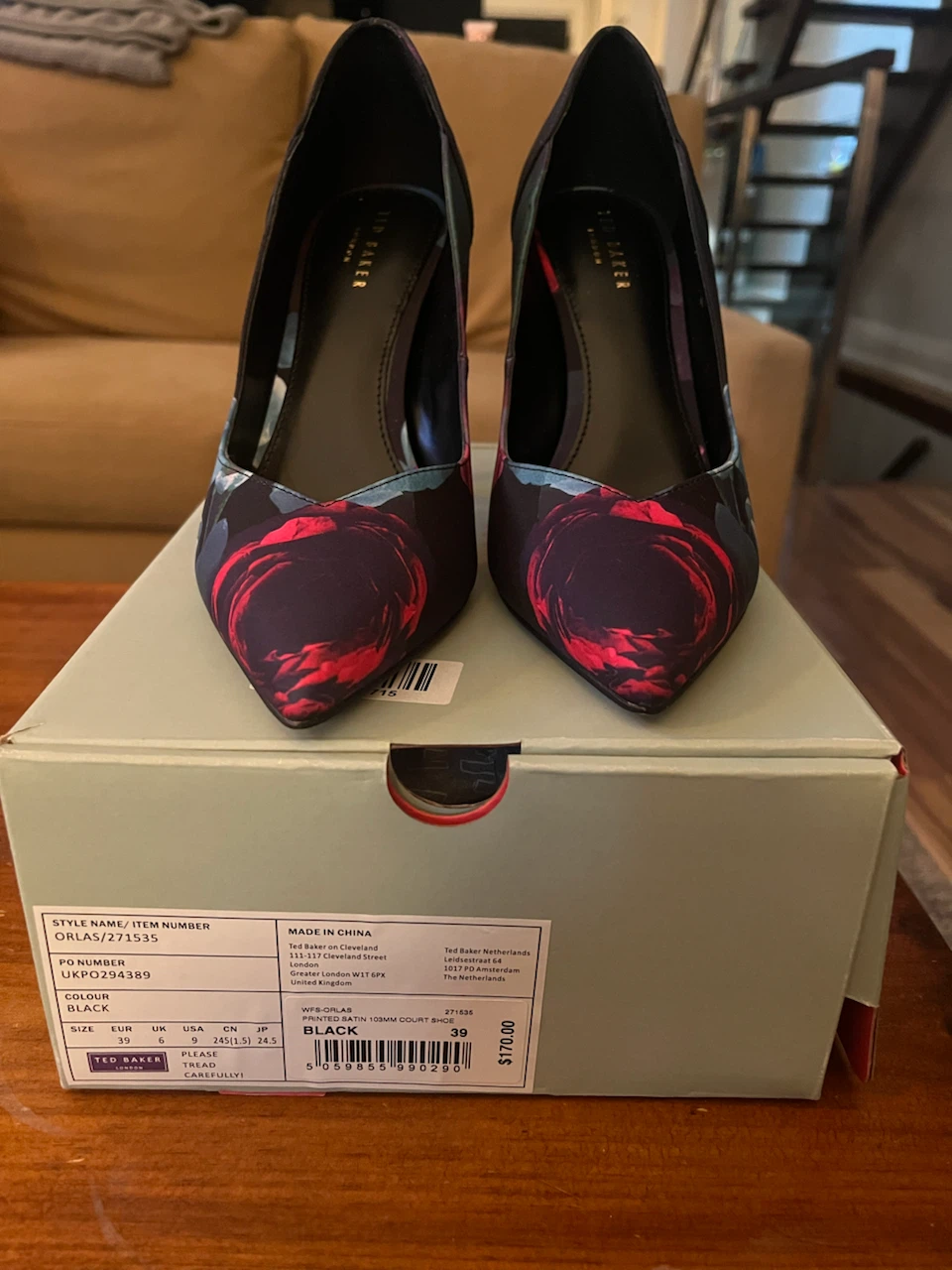 Ted Baker Orlas Black Satin Court Shoes