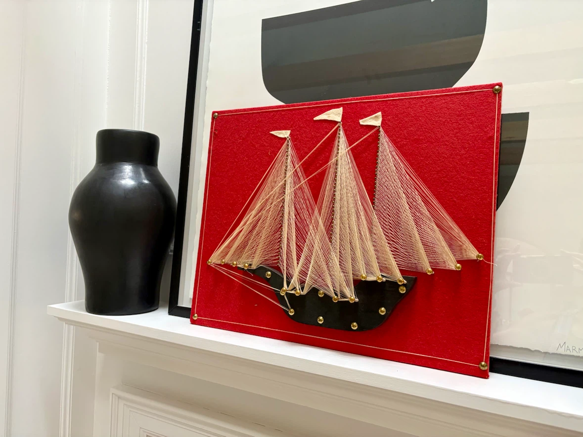 MCM vintage 1970s String Art Ship Wall Hanging - photo 3