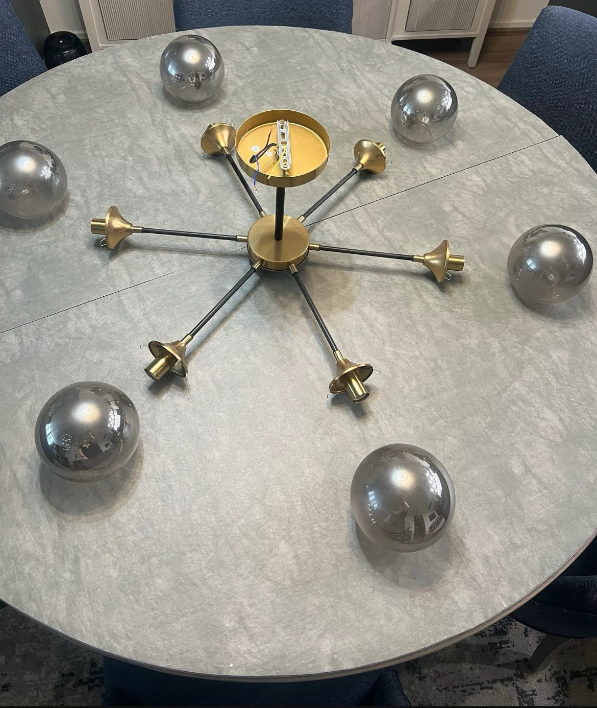 Modern Gold 6 Light Semi Flush Mount With Smoke Glass - photo 2