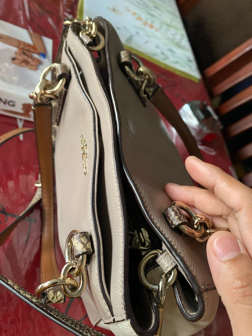 Coach Pebbled Leather Handbag with Snake Trim - photo 4