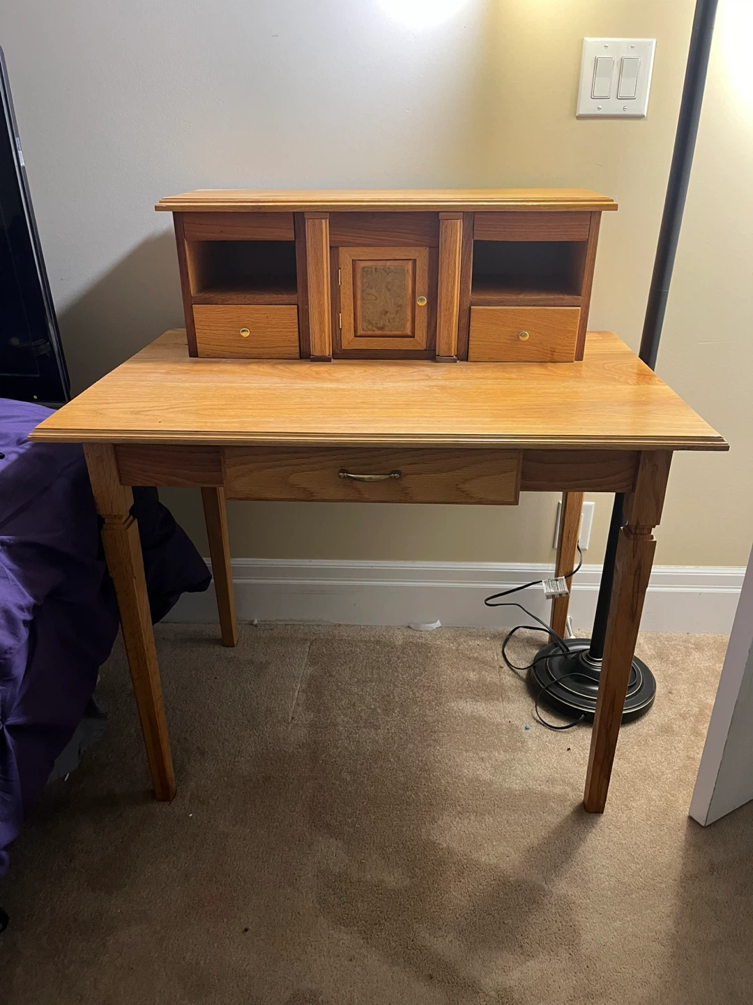 Wooden writing desk with hutch - photo 2