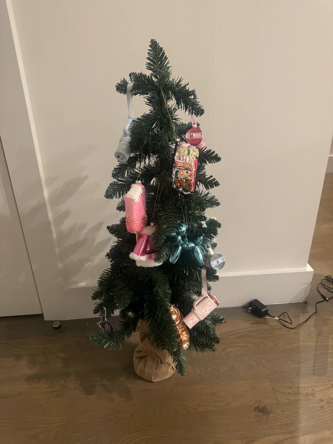 Small Artificial Christmas Tree with Ornaments