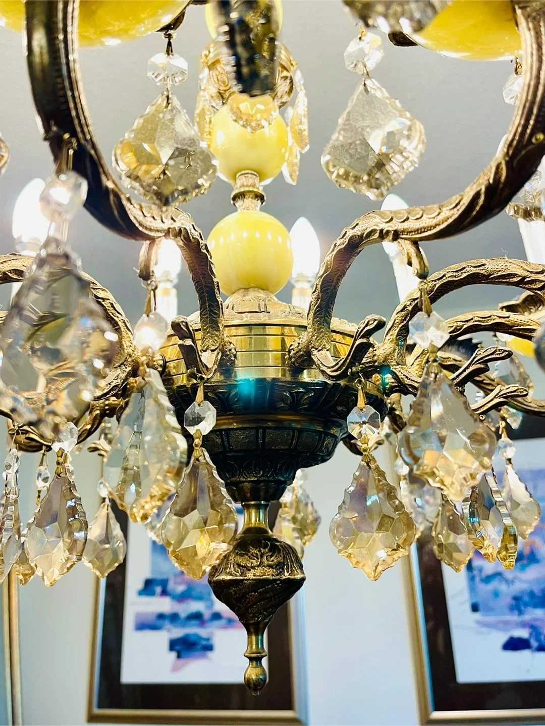 Yellow Chandelier with Crystal Accents - photo 3