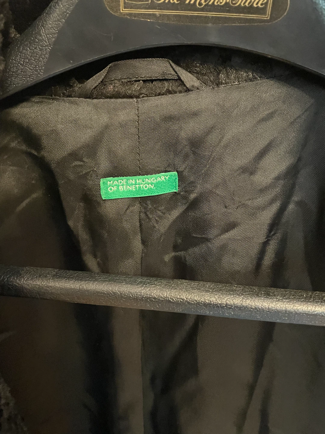 Benetton Black Faux Fur Coat - Size 46 - photo 4