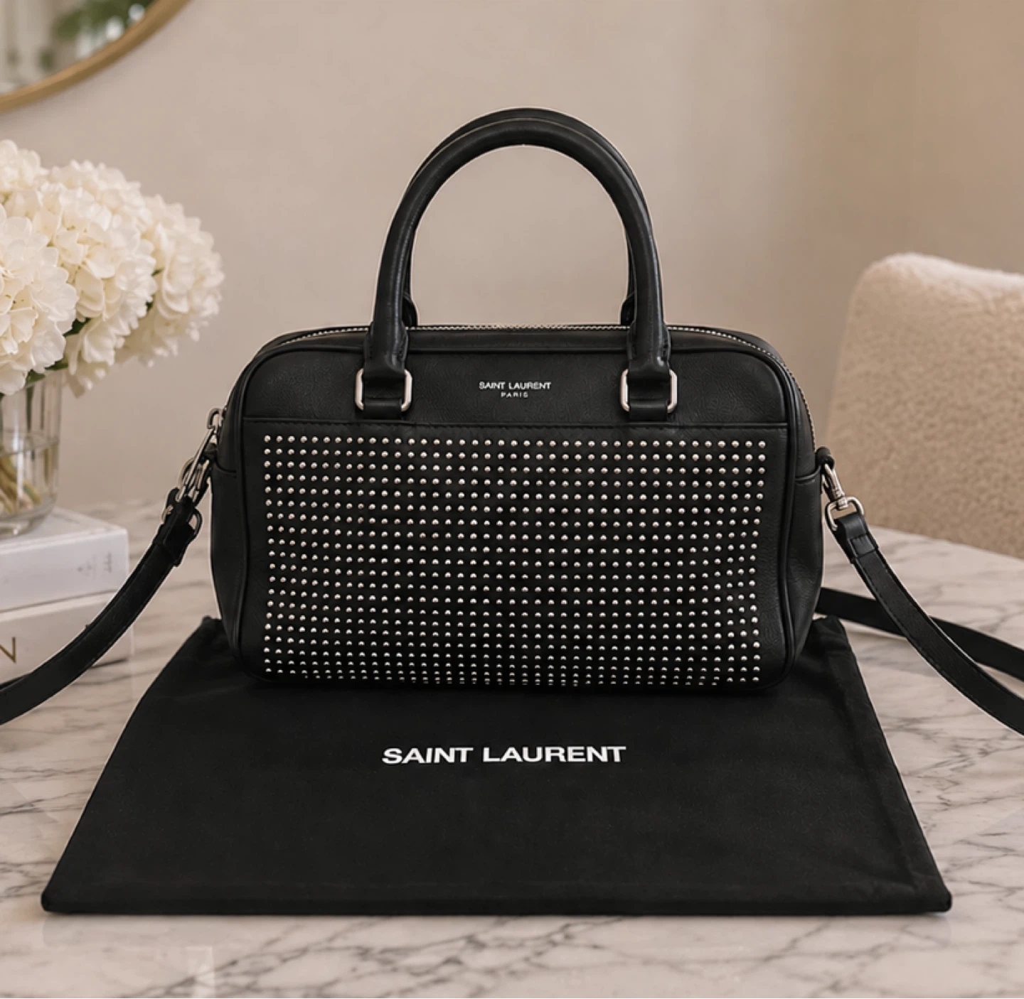 Saint Laurent Classic Studded Baby Duffle Bag Black Leather - photo 4