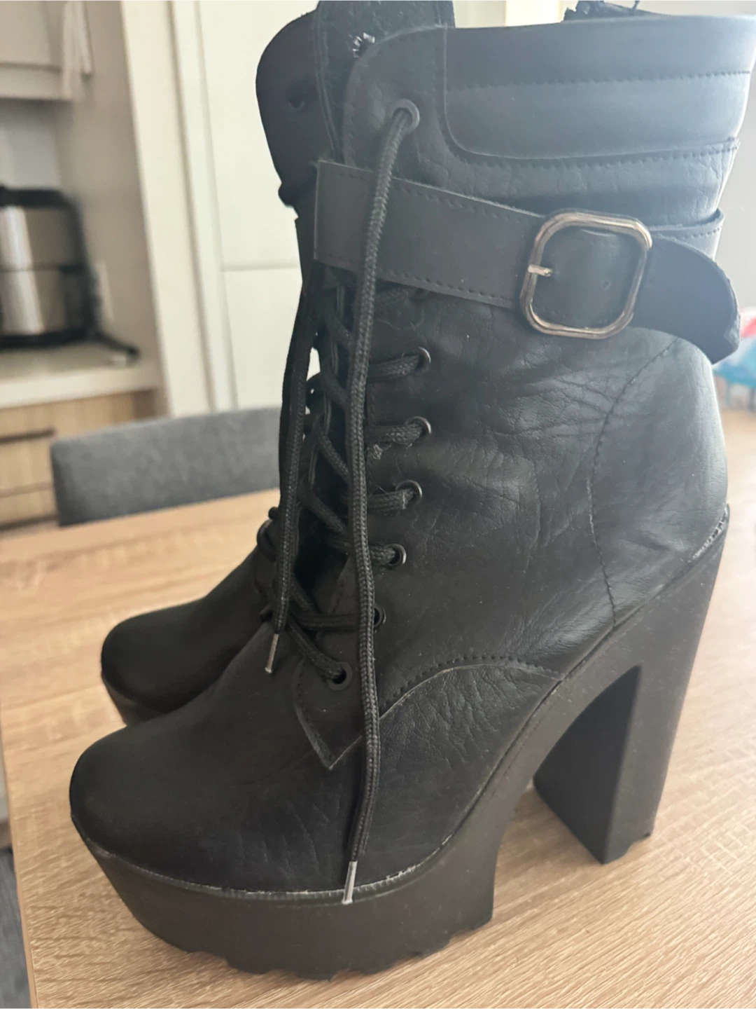 Black Platform Heeled Boots