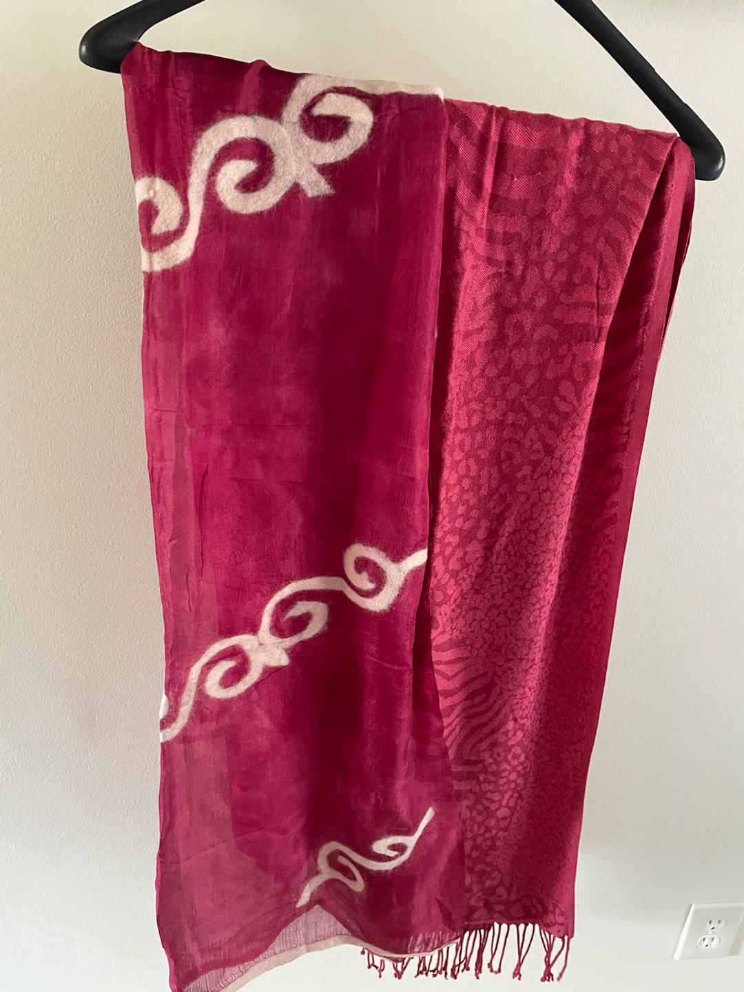 Vibrant Magenta Scarf with White Swirl Pattern - photo 2
