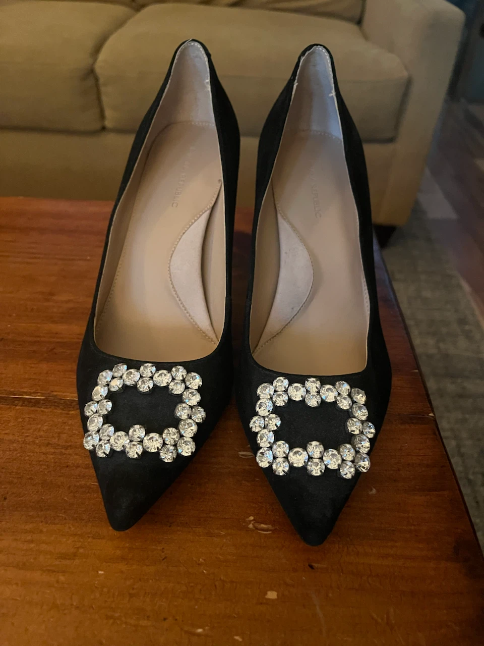Banana Republic Black Suede Embellished Heels
