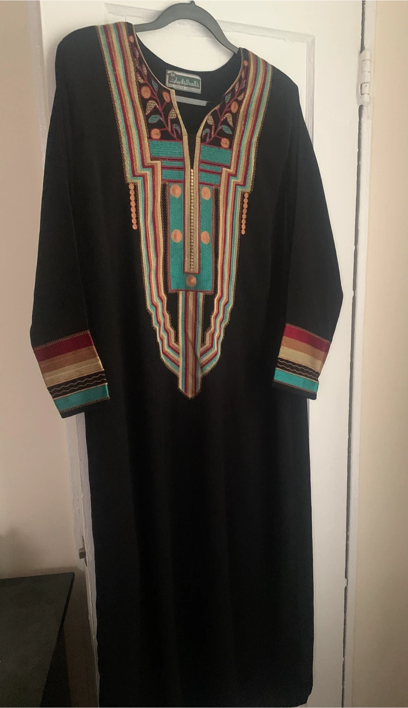 Black Kaftan Dress with Colorful Embroidery