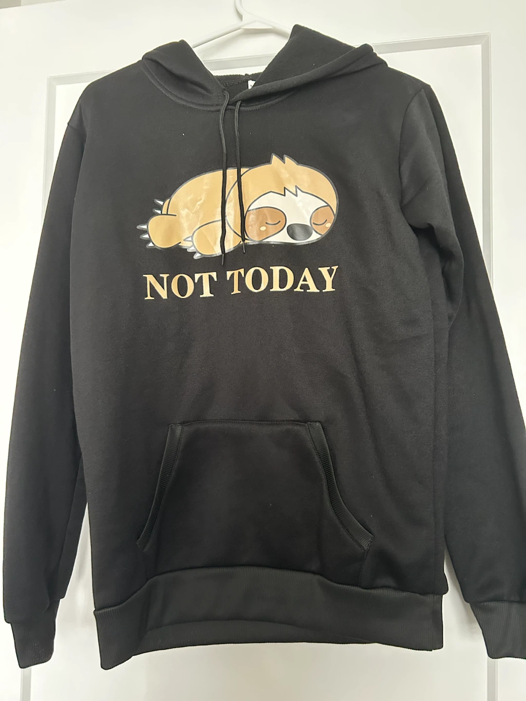 Black Hoodie "NOT TODAY" Sloth Graphic medium