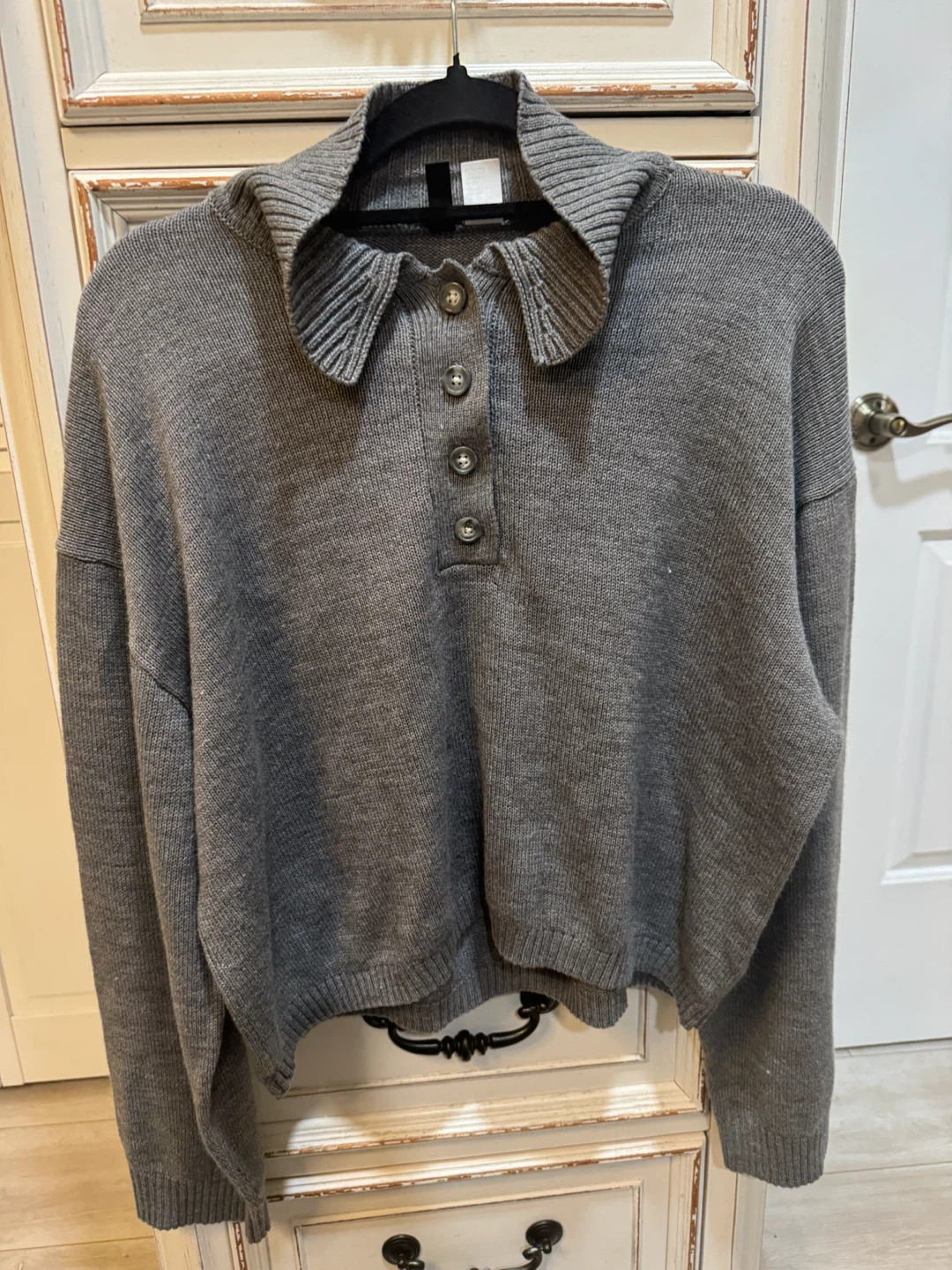 Divided H&M Gray Collared Button-Up Sweater