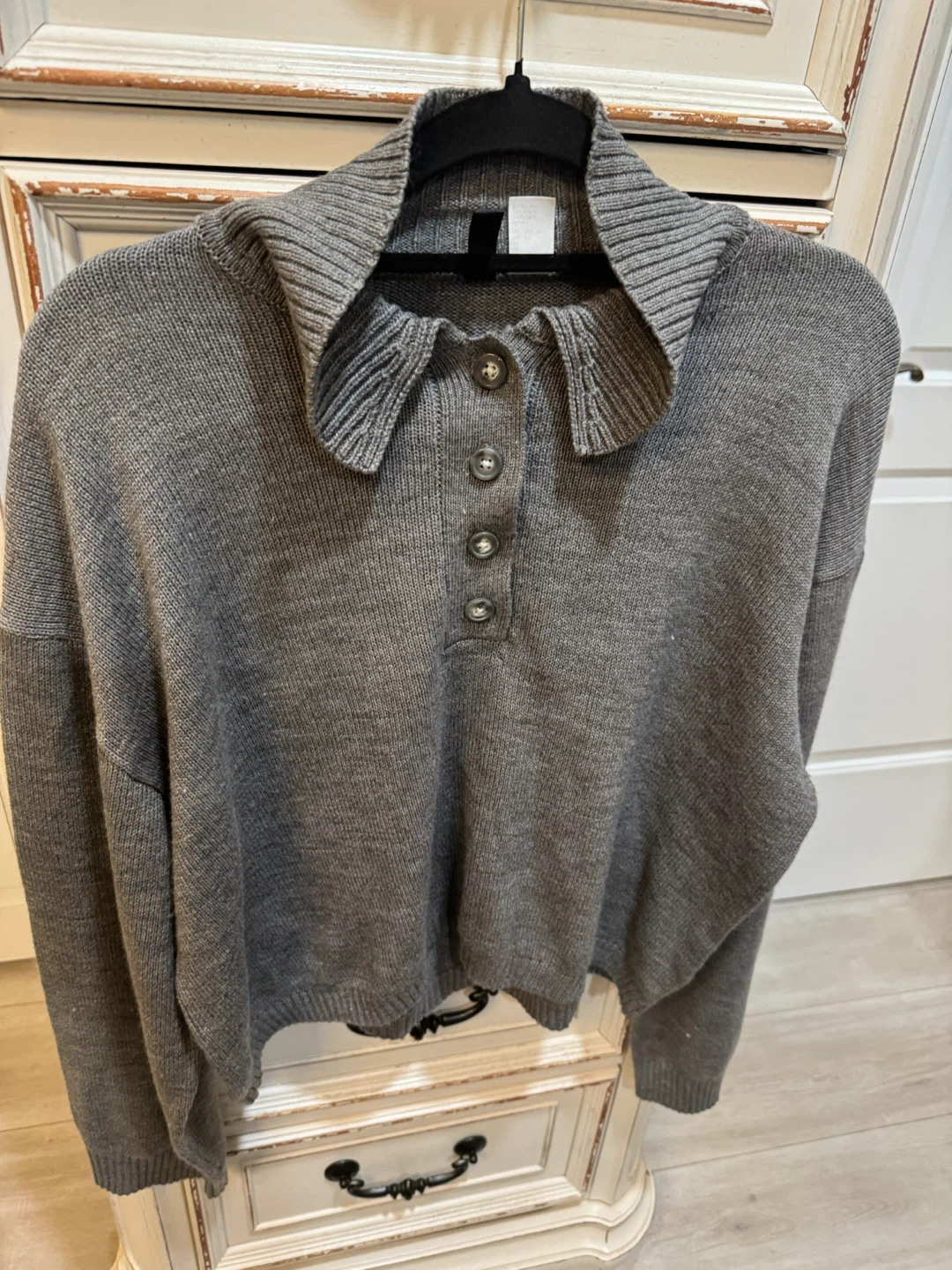Divided H&M Gray Collared Button-Up Sweater - photo 3