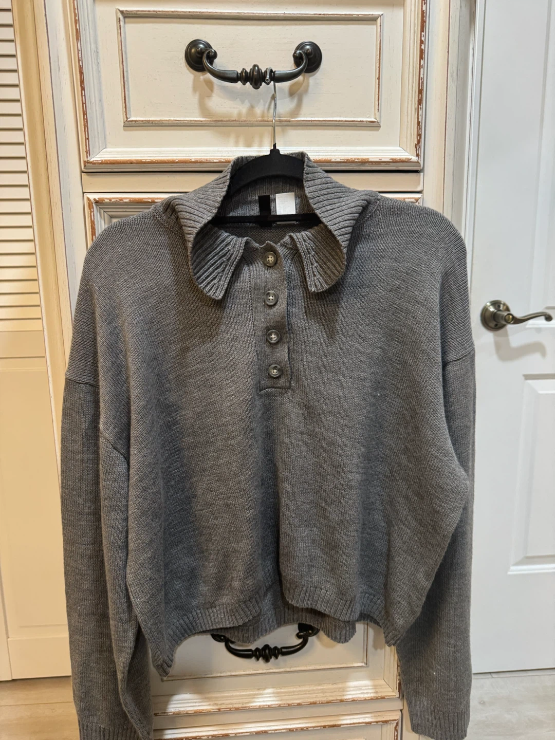 Divided H&M Gray Collared Button-Up Sweater - photo 4