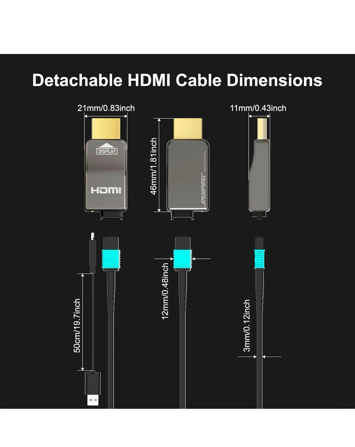 RUIPRO 8K HDMI 2.1 Detachable Fiber Optic Module, 4K@120Hz HDR10 - photo 3