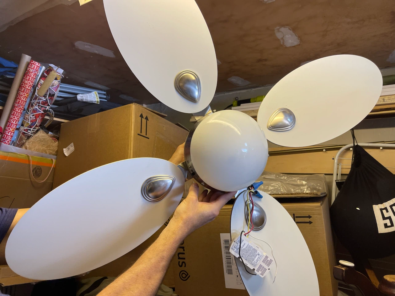 White Ceiling Fan with Globe Light