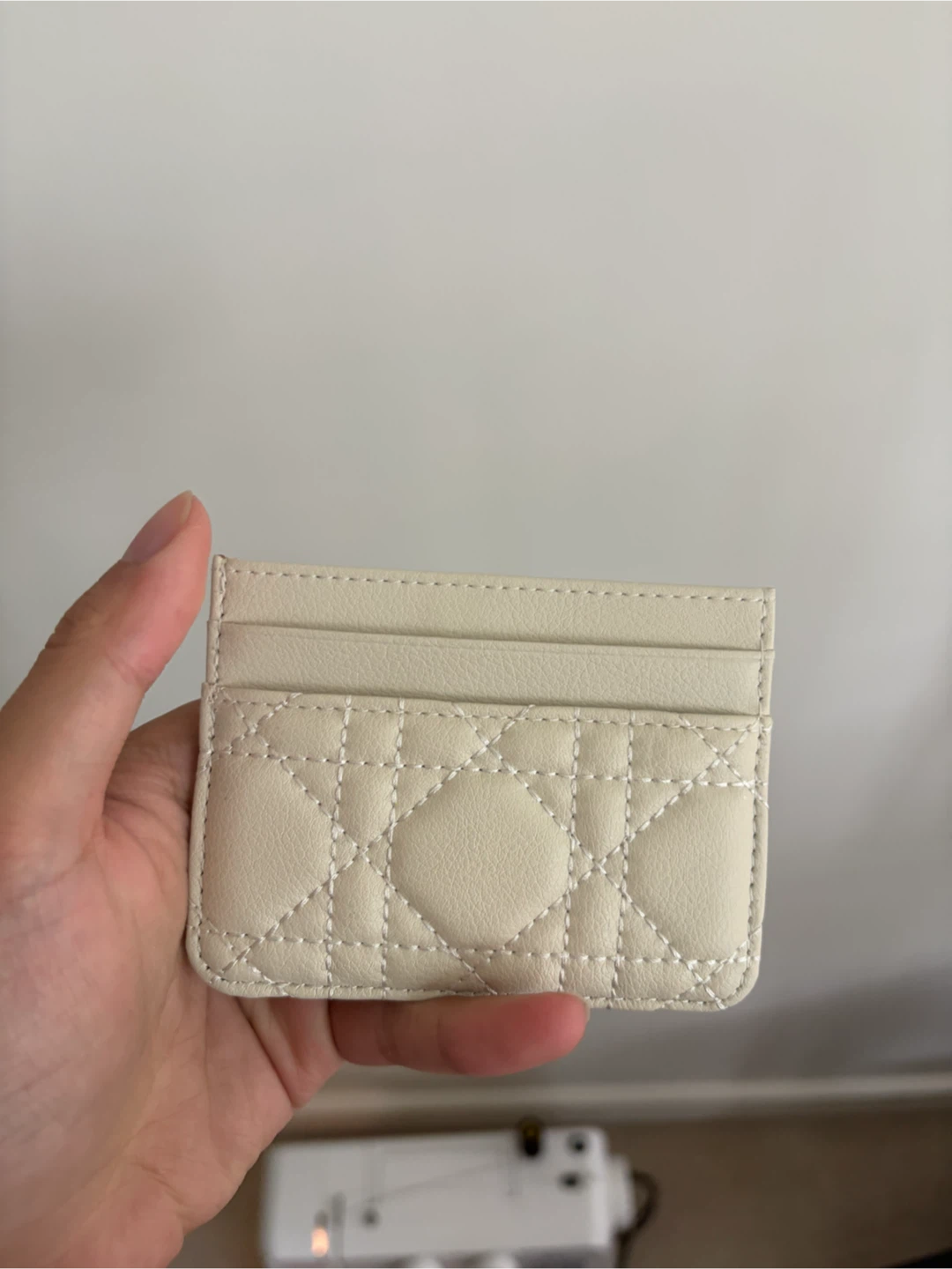 Dior Quilted Card Holder - Cream - photo 2
