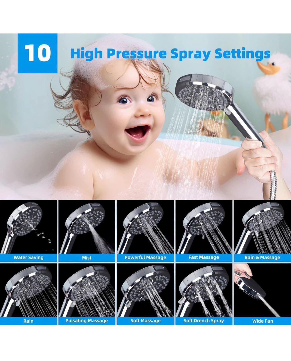 Hibbent All Metal Dual Filtered Shower Head Combo 12R - photo 4