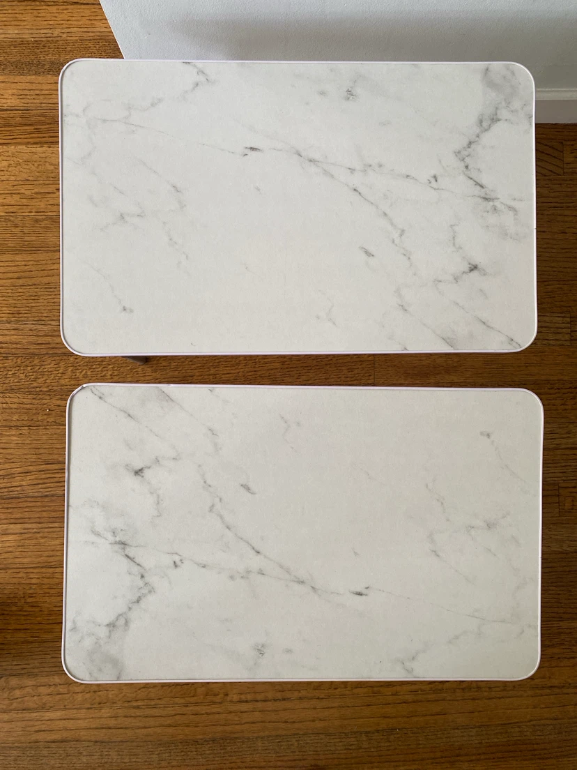 Two White Marble Look Laptop Tray Table