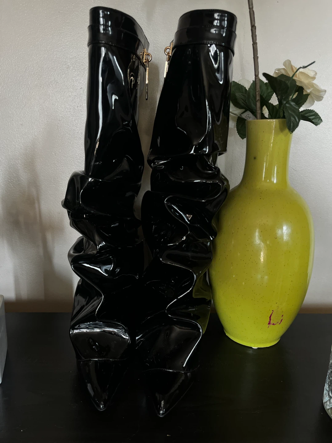 Black Patent Leather Over-the-Knee Boots