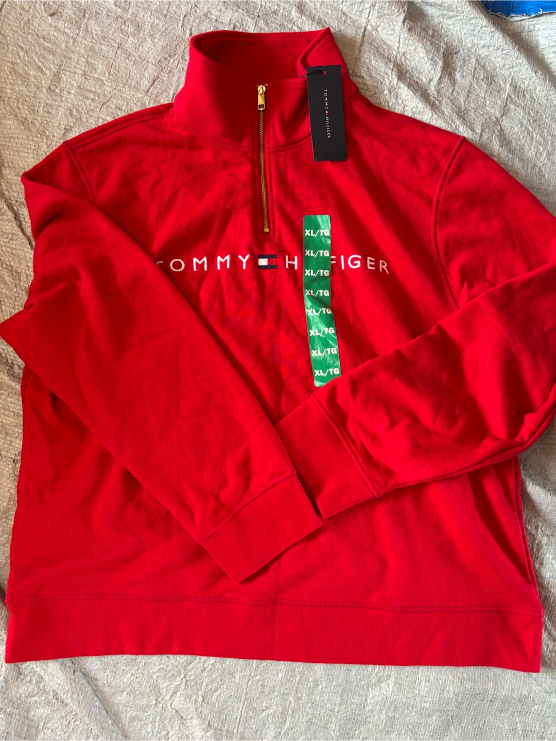 Tommy Hilfiger Red Quarter Zip Sweatshirt XL