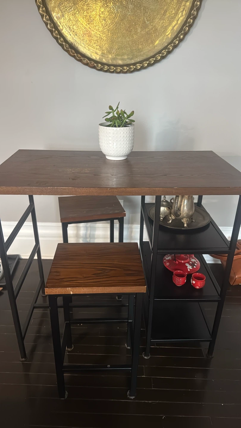 Wood and Metal Counter Height Table Set with Stools
