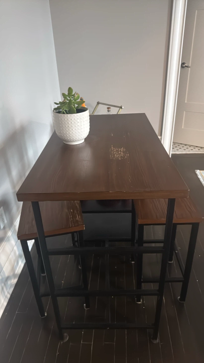 Wood and Metal Counter Height Table Set with Stools - photo 3