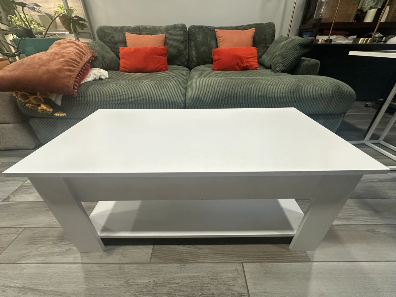 White Lift Top Coffee Table with Storage - photo 2