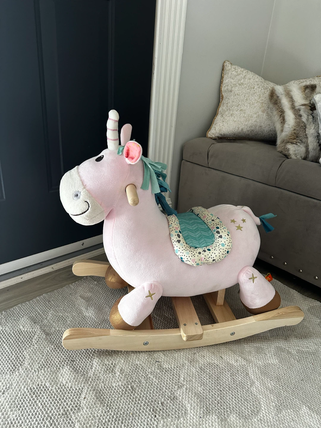 Pink Plush Unicorn Rocker Toy