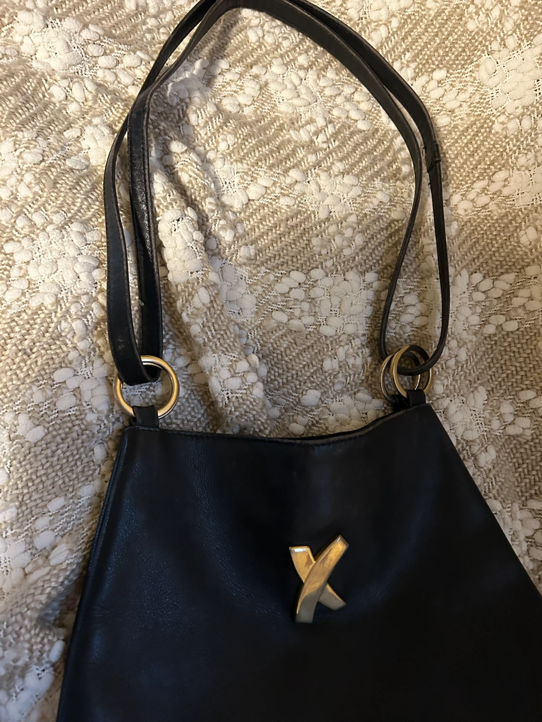Designer, Paloma Picasso Black Leather evening bag