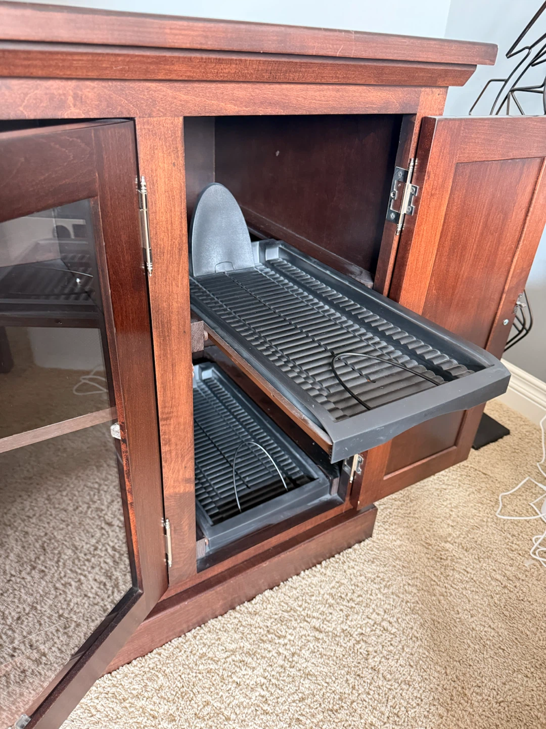 Wooden Media Console with Glass Doors - photo 2
