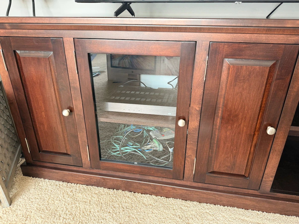 Wooden Media Console with Glass Doors - photo 4