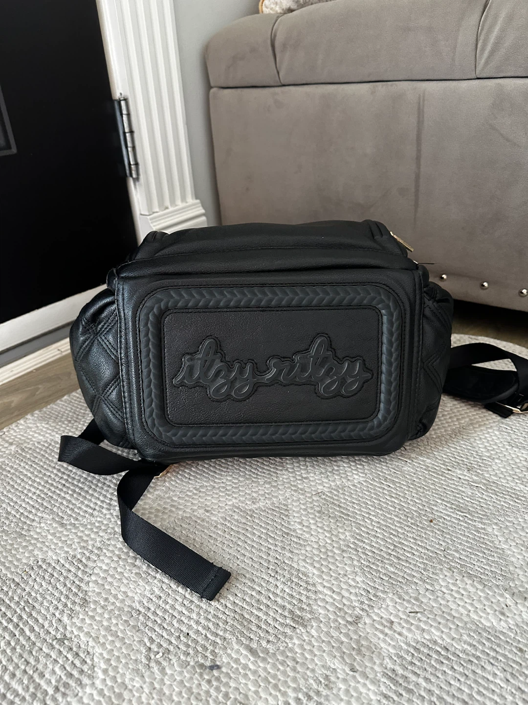 Itzy Ritzy Black Quilted Diaper Backpack - photo 5