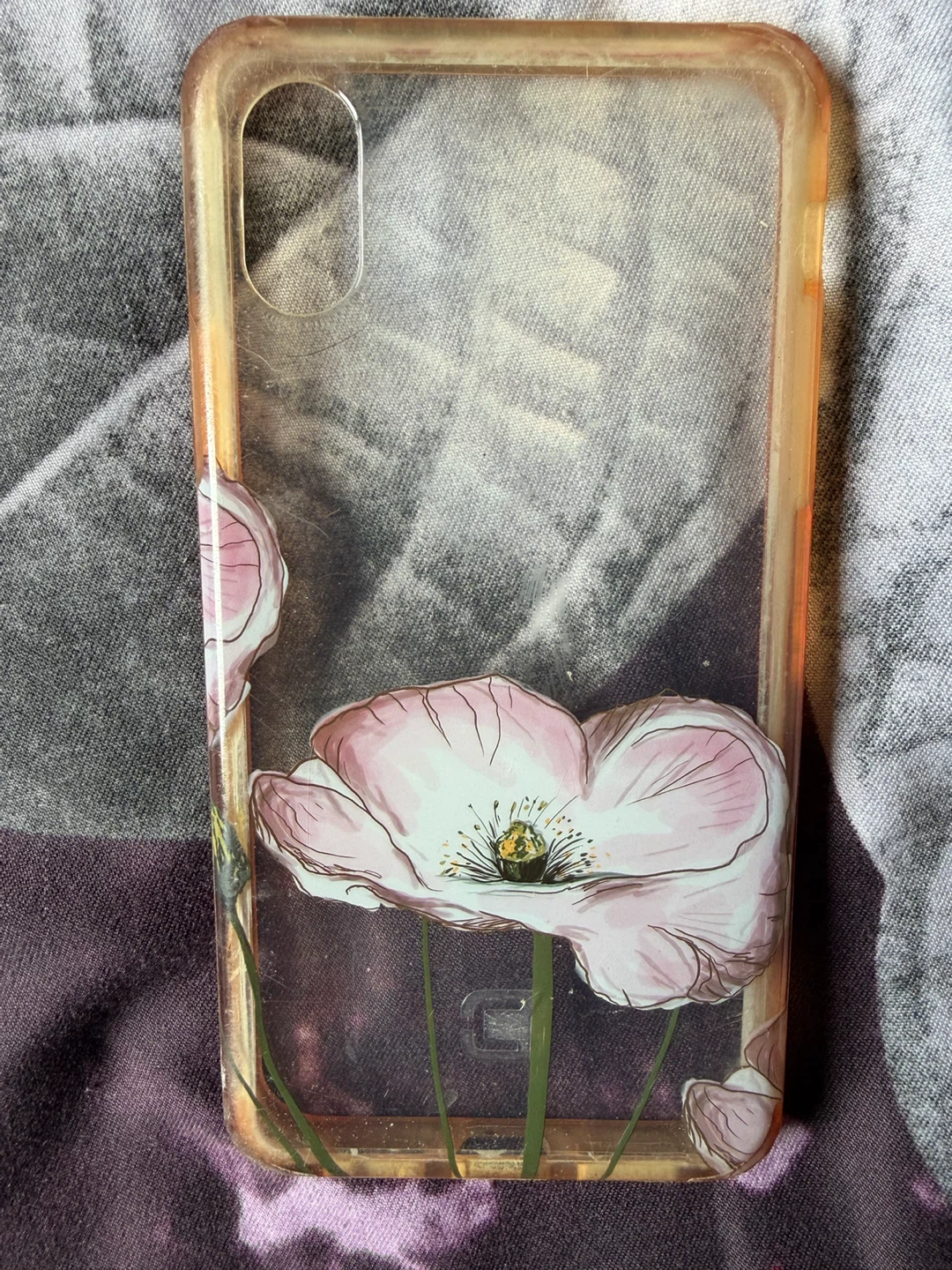 Clear Phone Case with Pink Poppies