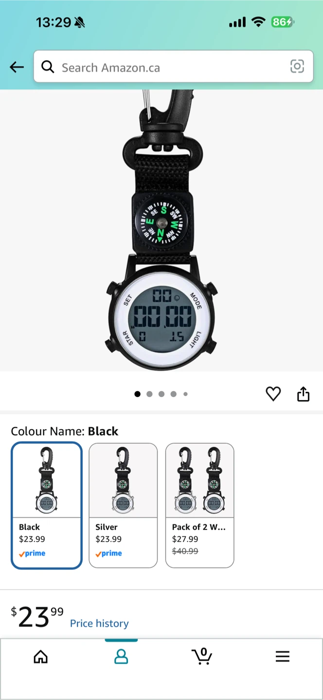 Black Clip-on Watch with Compass - photo 3