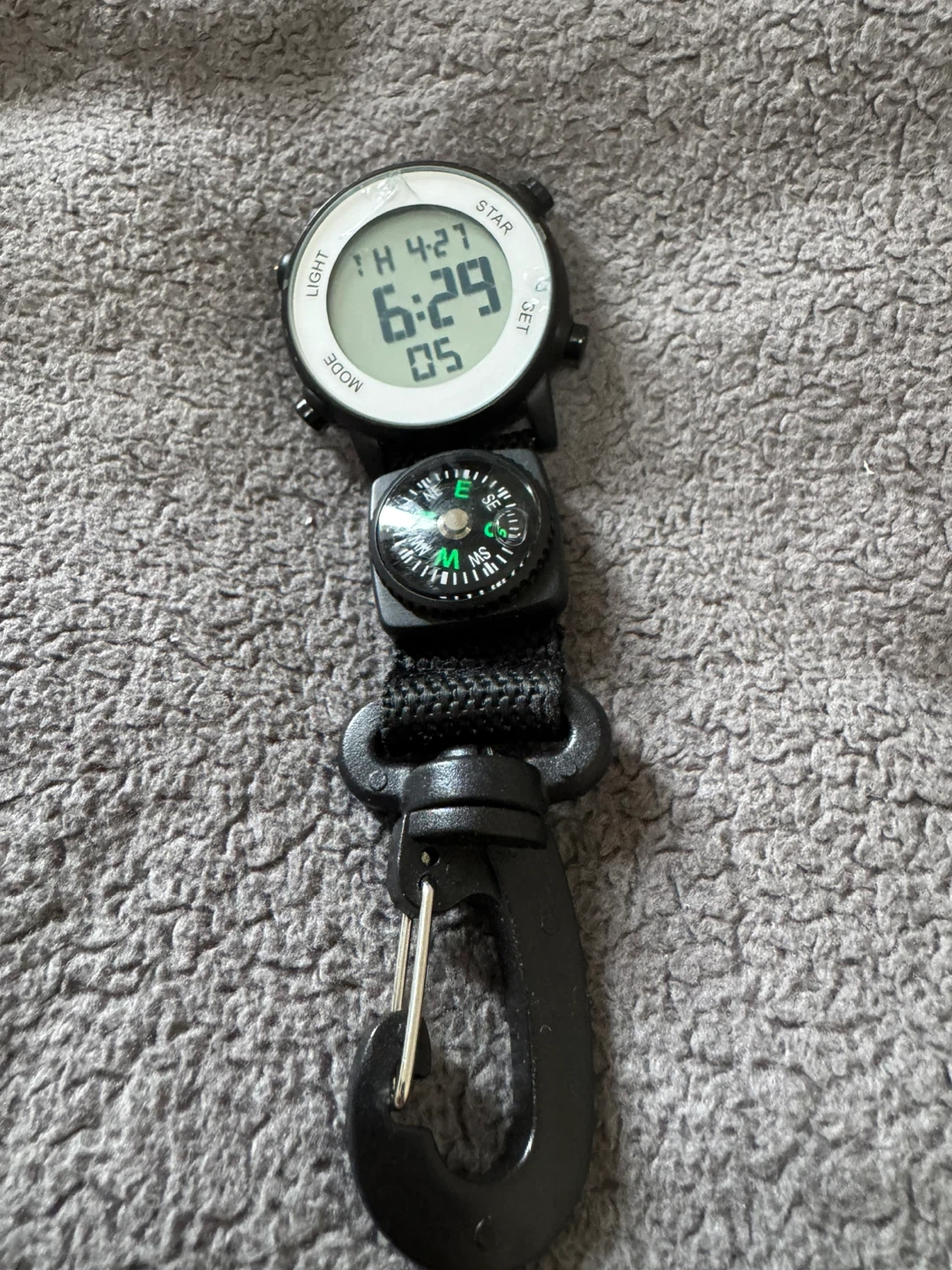 Black Clip-on Watch with Compass