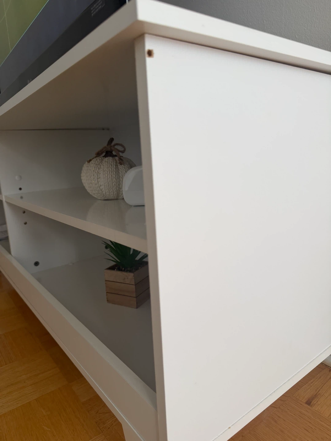 White TV Stand with Storage Shelves - photo 4